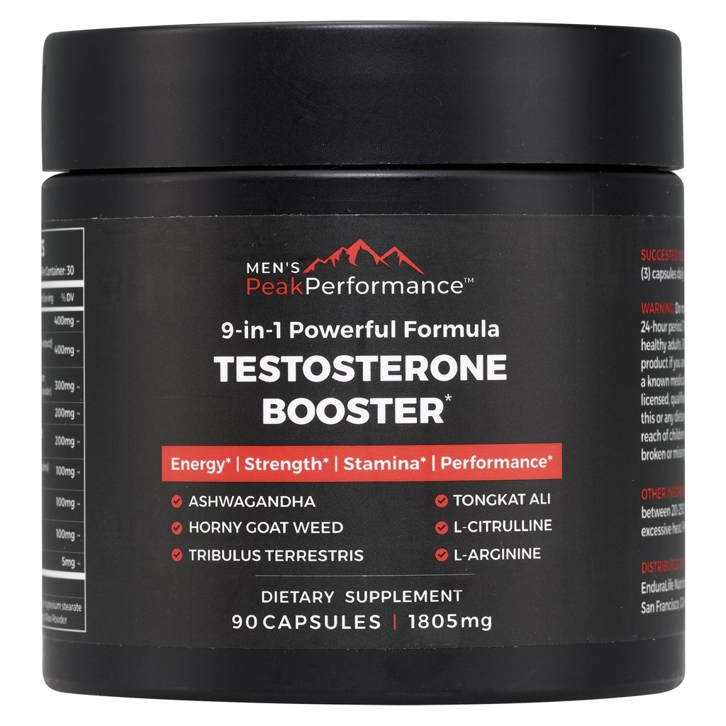 MEN'S PeakPrestance - Testosteron Booster Supplement for Men - Boost Stamina, Muscle Growth, Energy, Strength, Endurance & Drive - Ashwagandha, Tribulus, L-Arginine, Tongkat Ali- 90 Capsules