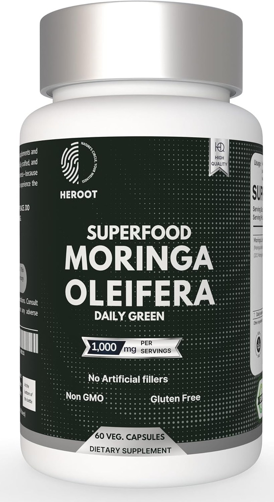 Organische Moringa Capsules Groene Moringa Leaf Supplement voor Energie, Metabolisme en Immuunondersteuning 20 Capsules, Natuurlijke Superfood