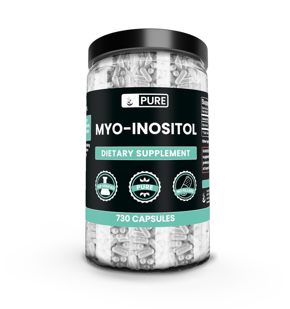 Ingrédients originaux purs Myo-Inositol (730 Capsules) Pas de Magnésium ou de Rice Fillers, Toujours Pure, Verified Lab