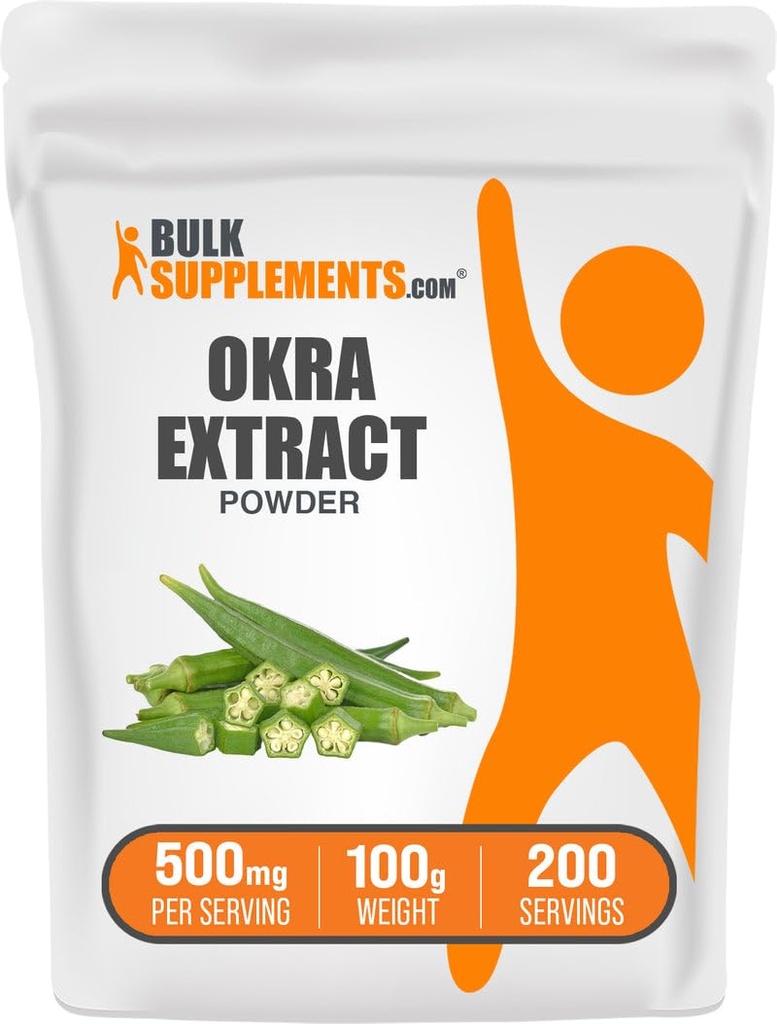 BulkSupplements.com Okra Extract Powder - Okra Supplement, bron van vezels, kruidensupplement - Vegan & Glutenvrij, 500mg per portie, 100g (3,5 oz) (pakket van 1)