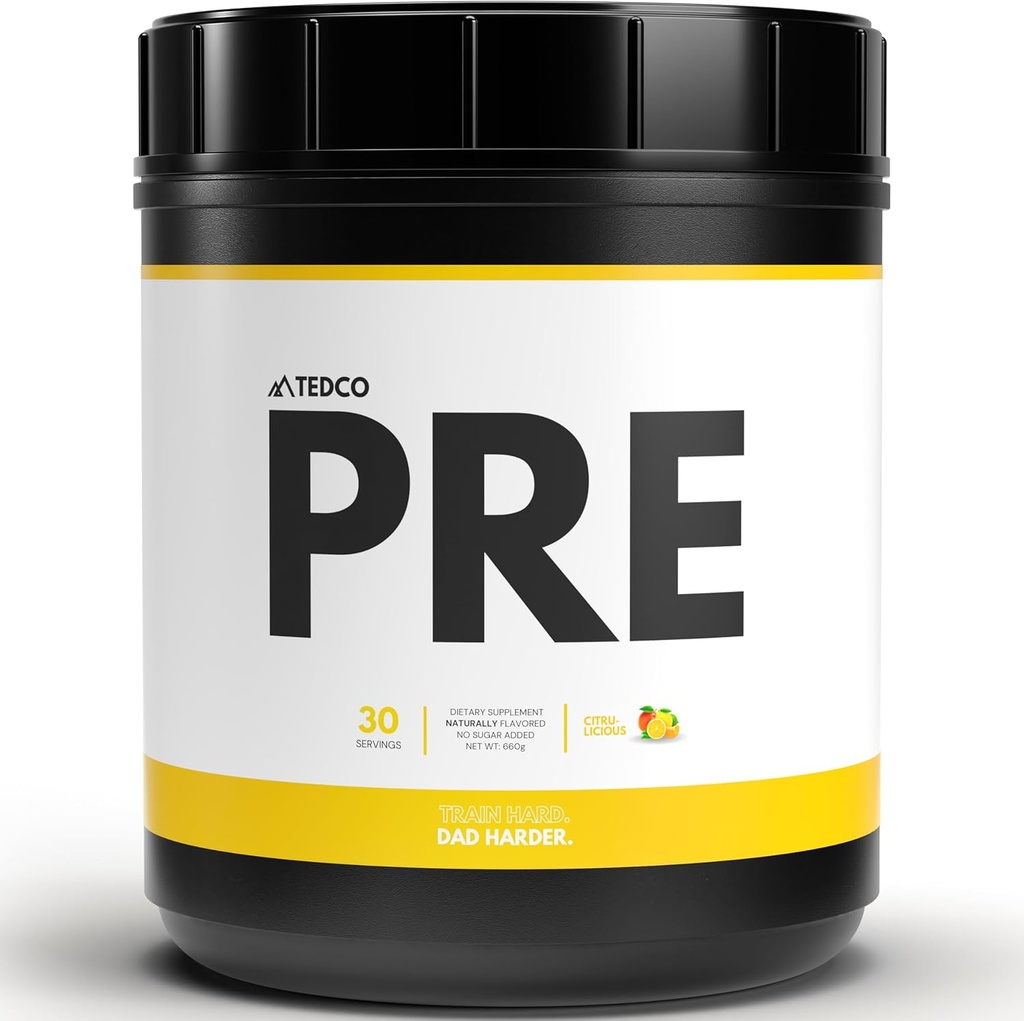 TEDCo Pre Workout Powder - All Natural Preworkout voor mannen, Zero Artificial Sweeteners - BCAA, Creatine, Beta Alanine, L-Citrulline - 30 Full Servings (Citrulicious)