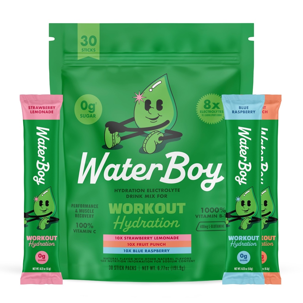 Waterboy workout hydratatie 2 960mg suikervrij elektrolytpoederverpakkingen 