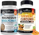 Kurkuma Curcumine met Black Pepper Extract 1500mg Complex (1 maand Supply) Plus Hoge Absorptie Magnesium Bisglycinate Capsules (1 maand Supply)