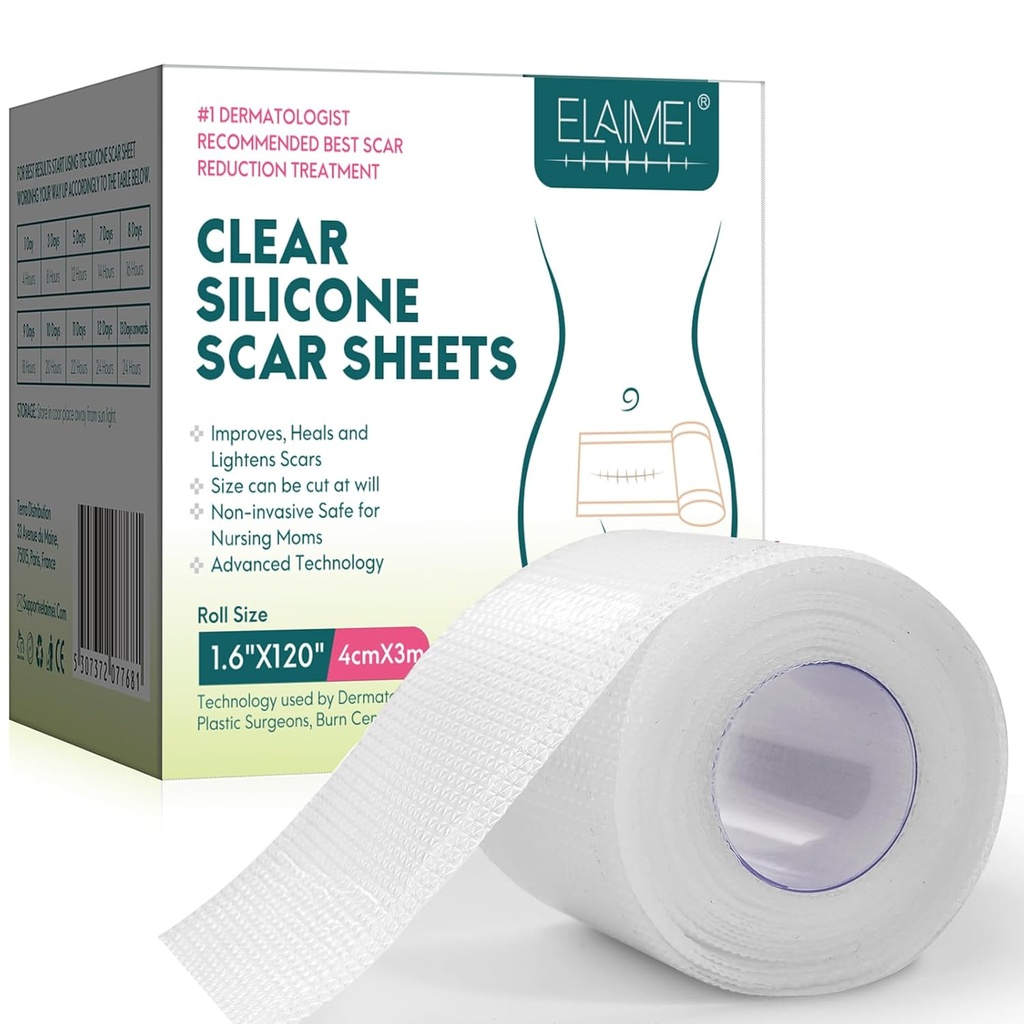 Feuilles de cicatrices en silicone, feuilles de cicatrices en gel de silicone clair, bandes de cicatrices invisibles(1.6.