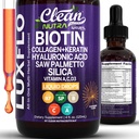 Liquid Biotin & Collageen Keratine Hyaluronzuur Zag Palmetto Drops Vitaminen voor haargroei Ondersteuning Silica Vitamine A C D Bamboe Turmere Zink Folate Magnesium Horsetail LuxFlo Door Clean Nutra