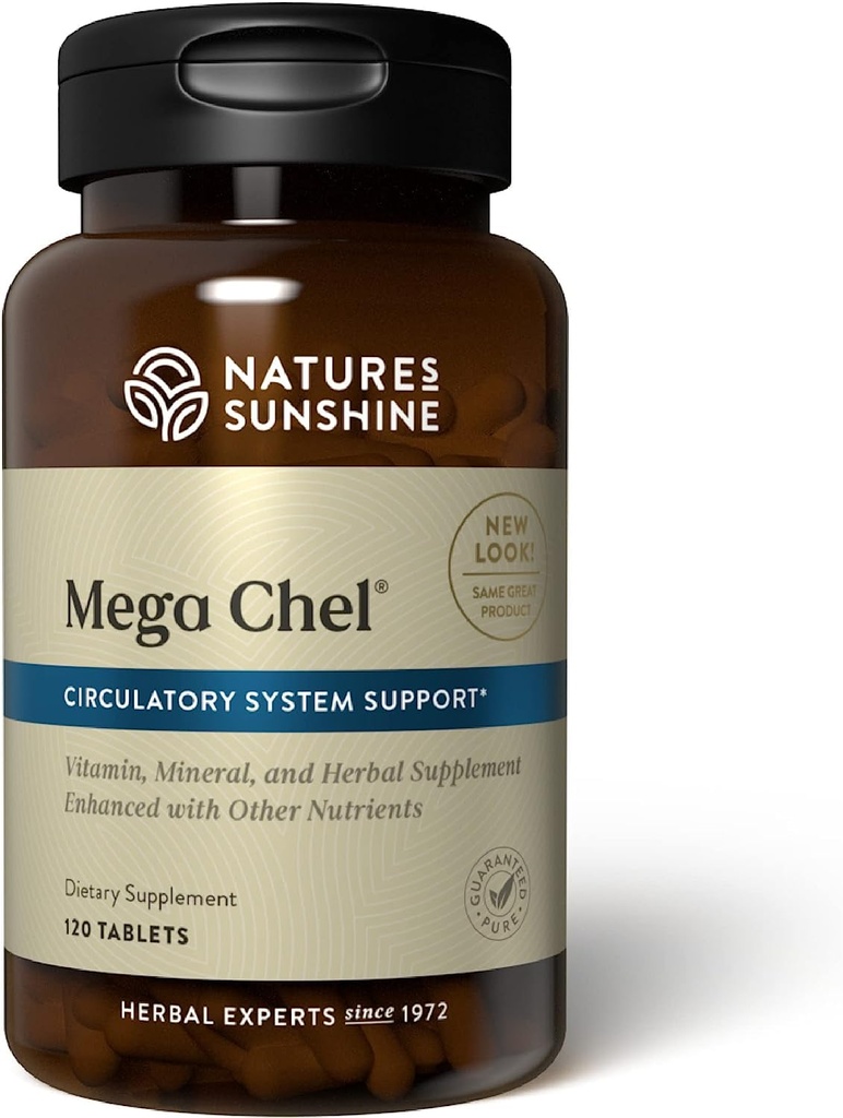 Méga-Chel solaire de la nature, 120 comprimés, vitamine complète avec des antioxydants puissants, herbes, vitamines, minéraux et acides aminés qui soutiennent le système circulatoire