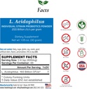 Aliments pour Gut Lactobacillus Acidophilus Poudre probiotique 200 Million de cfu fabriqués aux États-Unis Aucun additif Réciproque du fabricant Aucun stockage tiers