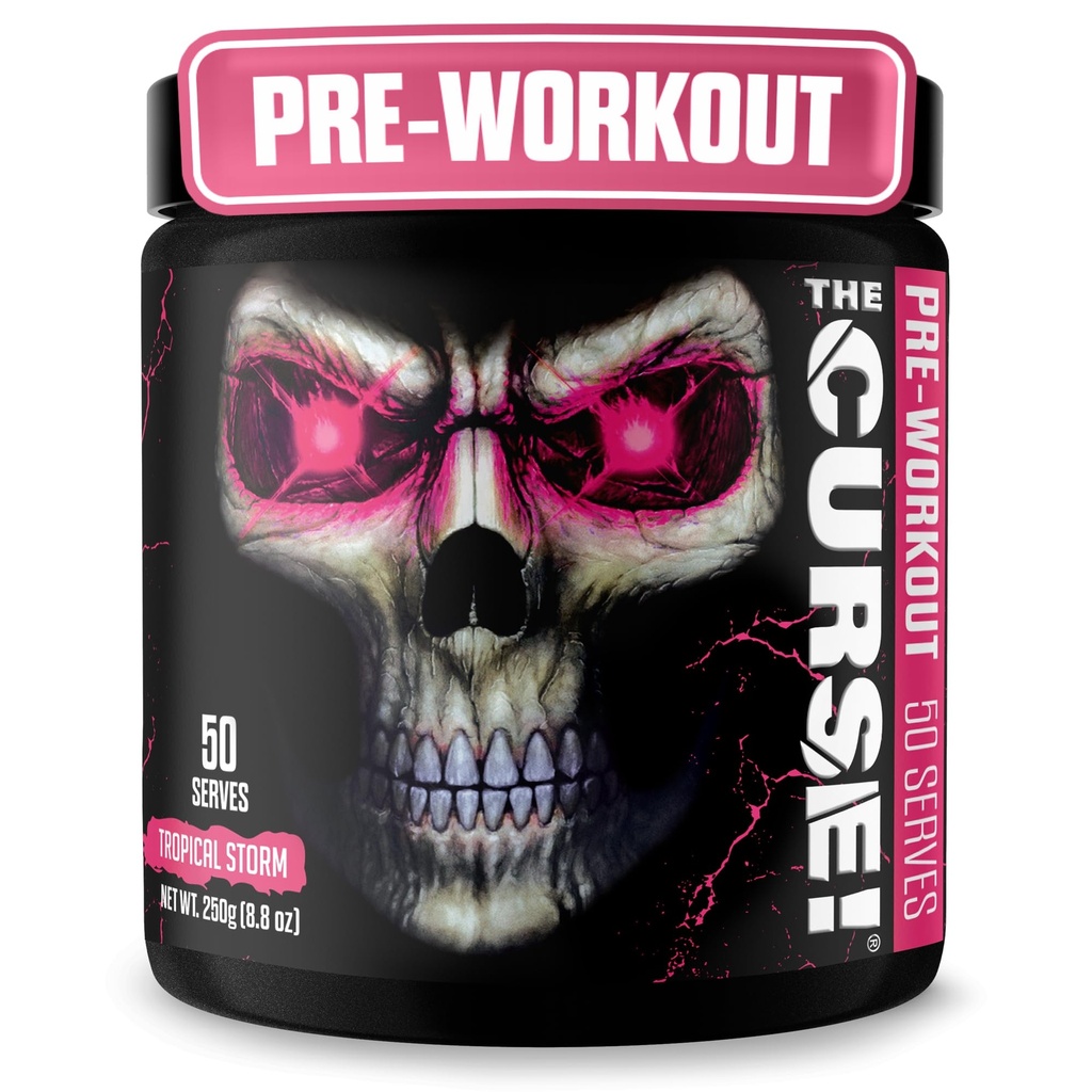 JNX SPORTS The Curse! Voorbehandeling Powder for Men & Women, Cafeïne, Beta-Alanine, Creatine, L-Citrulline, 50 Servings, Tropische Storm Smaak Boost Energy, Strength & Focus