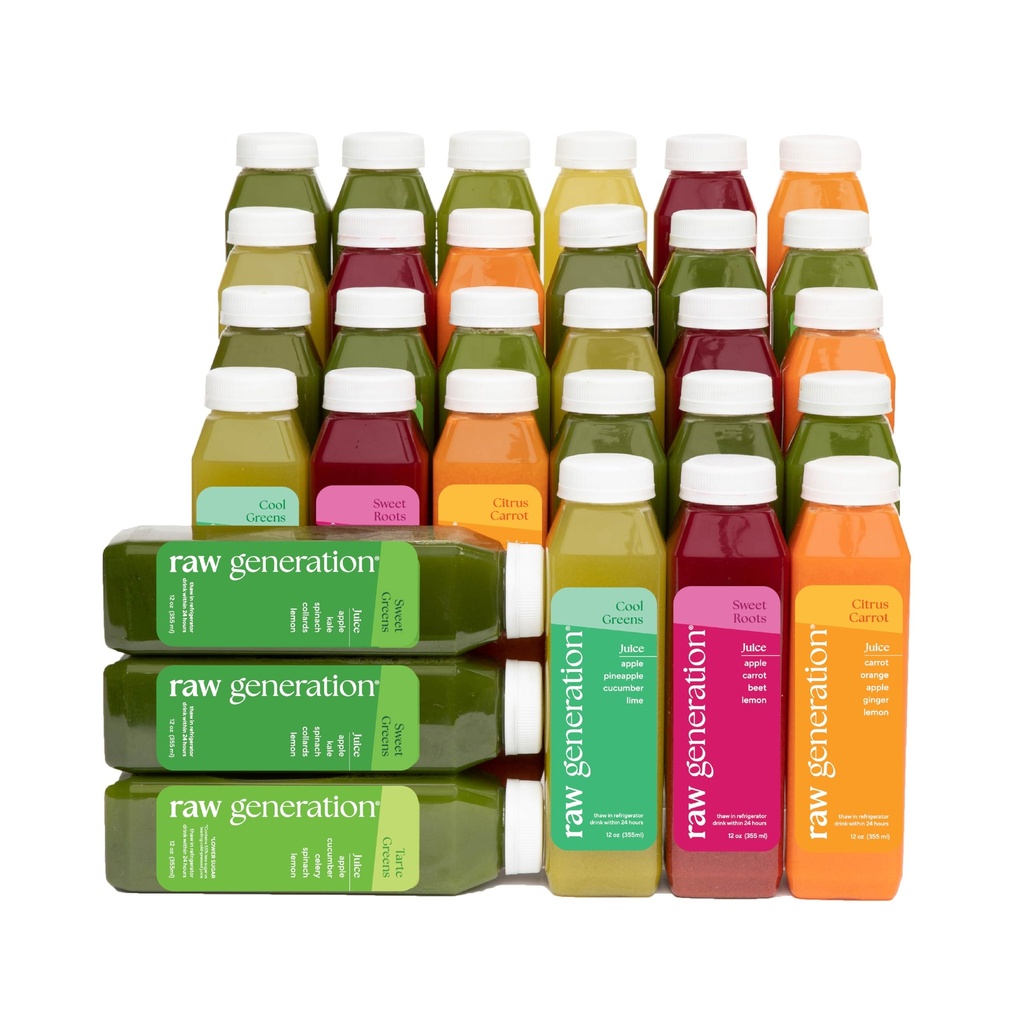 Raw Generation Skinny Reiniging 5-Dag Juice Reiniging voor gewichtsverlies, ontgifting, verminderd opgeblazen & verhoogde energie . 30 koudgeperst sap om te verpletteren Cravings & Reset Your Diet