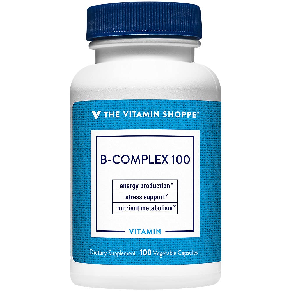 The Vitamin Shoppe B Complex 100 Ondersteunt de energieproductie, zenuwsysteemfunctie en voedingsstofwisseling Uitstekende bron van B1, B2, B6, B12, Niacin, Folic Acid & Biotin (100 Veggie Caps)