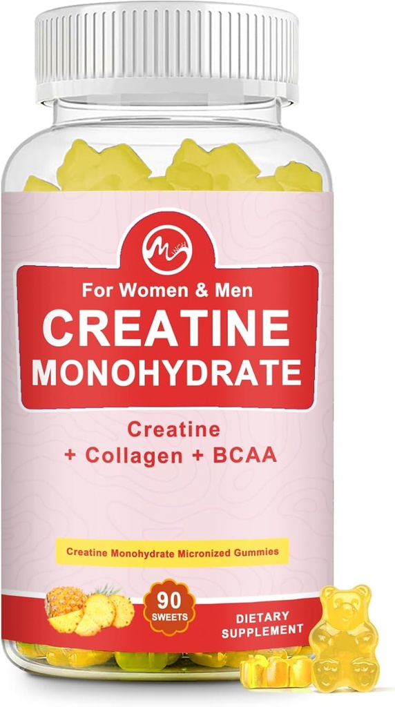 Creatine Monohydrate Gummy for Women & Men, Creatine Supplements, Sugar Free, Chewable, for Muscle Support