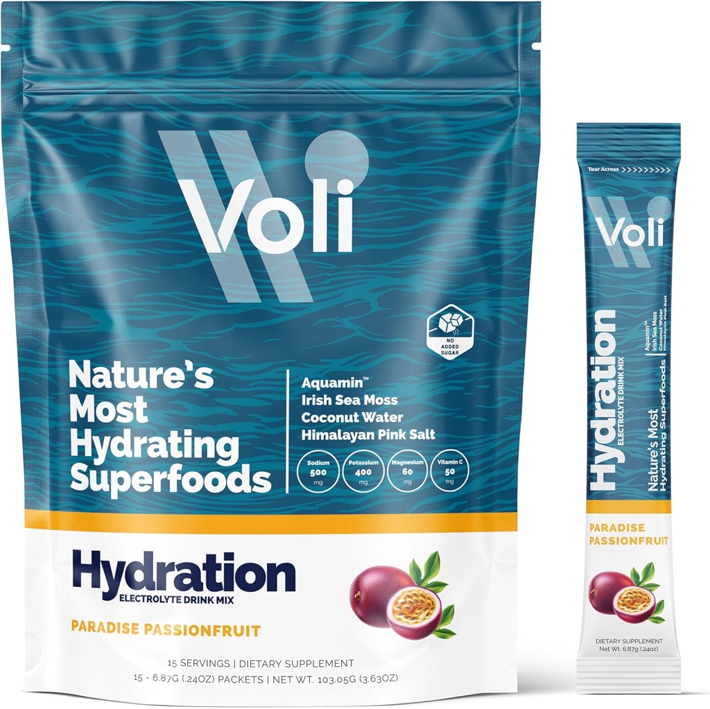 Voli Electrolytes Powder Packets No Added Sugar Electrolyte Drink Mix for Hydration 