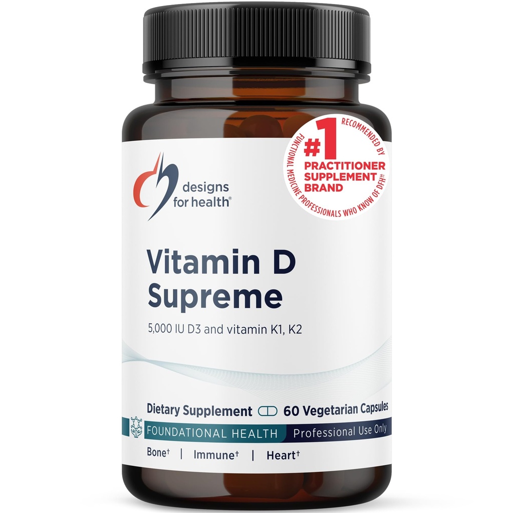 Conceptions pour la santé Vitamine D Supreme - Vitamine D 5000 UI avec 2000mcg Vitamine K comme MK4 pour la santé osseuse, la santé cardiaque, l'humeur et l'immunité Support - Vitamine D3 Enhanced with GG Supplement (60 Capsules)