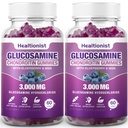 2 Packs 3000mg Glucosamine Chondroïtine Gommy avec MSM & Elderberry - Extra Strength Joint Health, Flexibilité, Antioxydant Immuni Support Supplément Gommy pour adultes, hommes et femmes 120 Cts