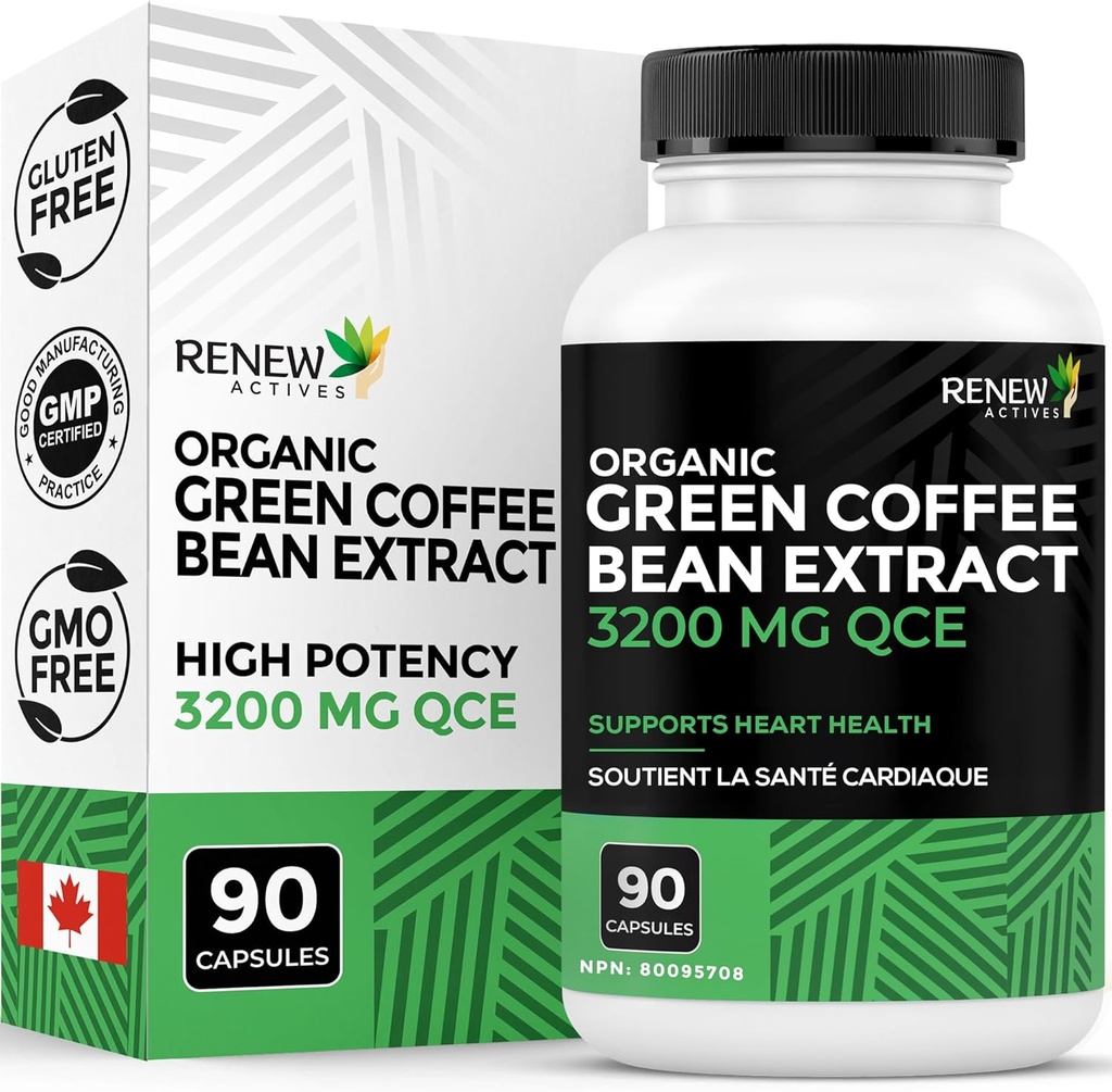 Renew Actives High Potency Green Coffee Bean Extract - 800mg per portie Green Coffee Bean Extract met 50% Chlorogeen zuur voor antioxidant voordelen - Made in Canada - 90 Vegan Capsules