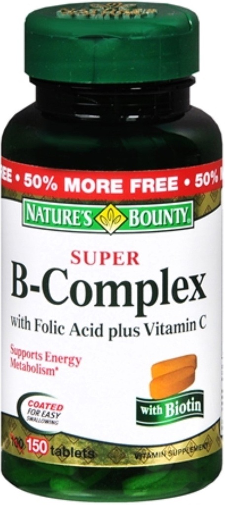 Bounty B-complex van de natuur met foliumzuur Plus vitamine C, tabletten 150 per stuk (verpakking van 1)