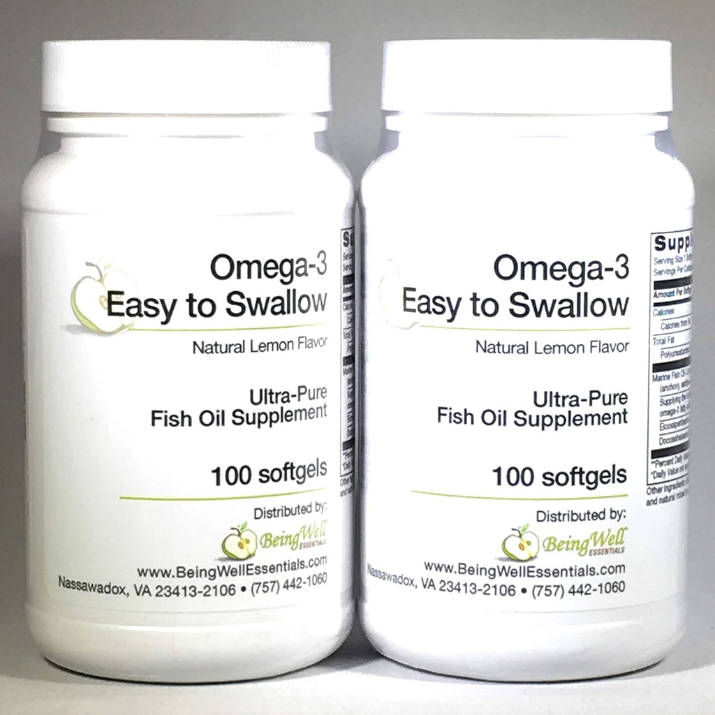 Omega-3 'Easy to Swallow' Ultra-zuivere visolie supplement Natuurlijke citroensmaak 200 Softgels van Omega 3 Eenvoudig doorslikken