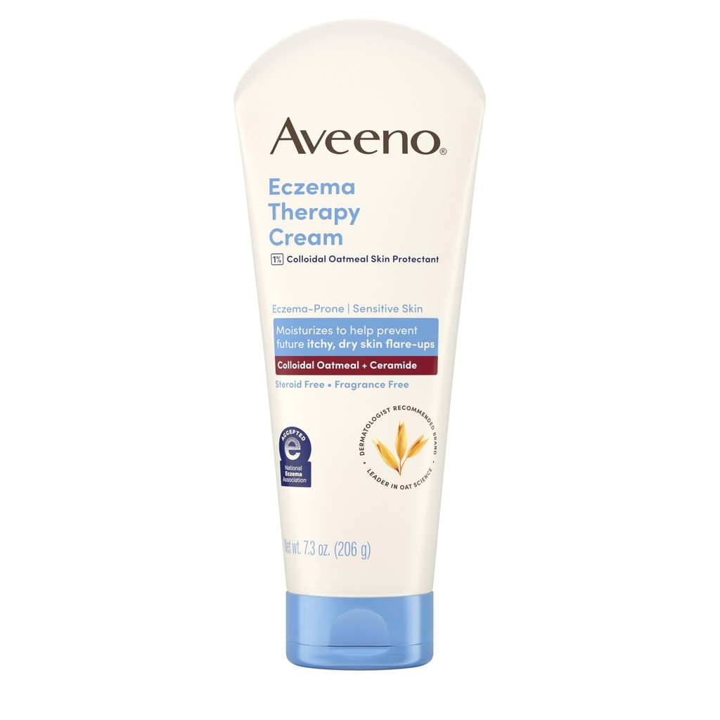 Aveeno Eczeem Therapie Dagelijkse vochtinbrengende lichaamscrème voor gevoelige huid, kalmerende eczeem Relief Cream, colloïdale havermout & Ceramide voor droge en jeukende huid, steroïde- & geurenvrije, 7,3 oz