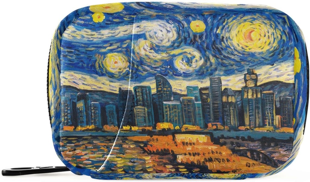 Pill Box 7 Dag Starry Nacht Sky City Pill Case Bag Travel pil Organizer Bag met rits draagbare week Case Compacte grootte voor vitamine supplement houder