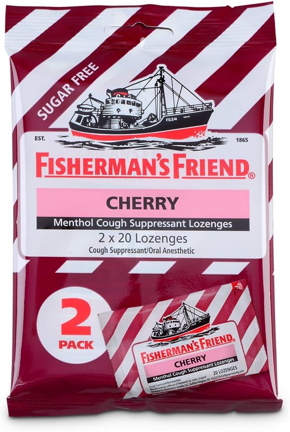 Toux gouttes par l'ami du pêcheur, Toux suppresseur et mal Gorge Lozenges, Cerise sans sucre Menthol Flavor, 40 Comte