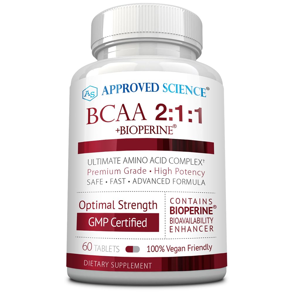 Goedgekeurde Science BCAA supplement - 60 tabletten - 2400mg - Verhoog prestaties en verbeter spierontwikkeling - L-Leucine, L-Isoleucine, L-Valine - Made in USA, Non-GMO