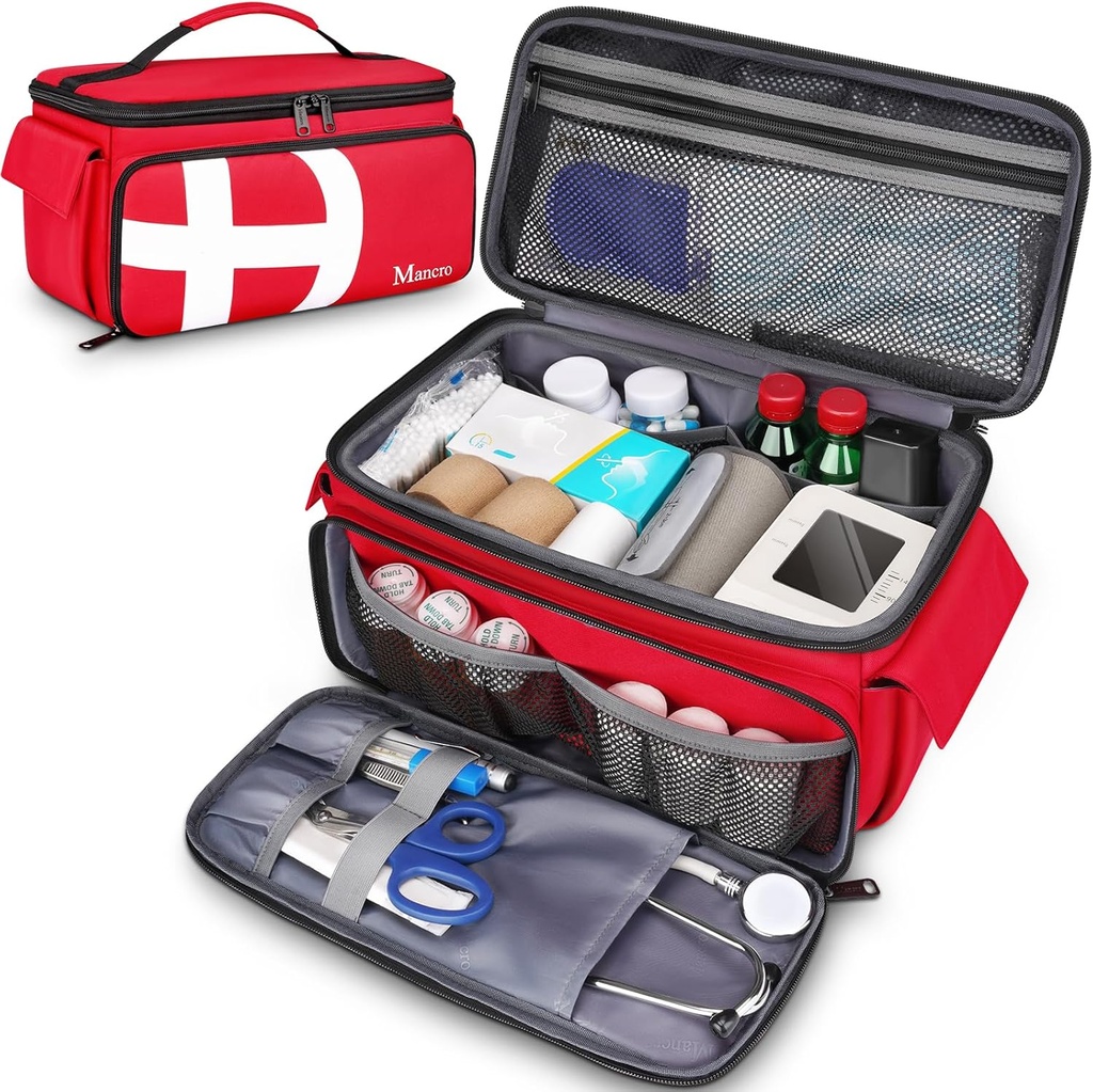 Mancro First Aid Bags Lege, Medische Reistas met Multi Pockets, Pill Bottle Organizer voor Reizen, Thuis opslag, Trauma Bag voor EMT, Verpleegkundigen, Dokter, Noodzak voor Geneeskunde, Medische benodigdheden