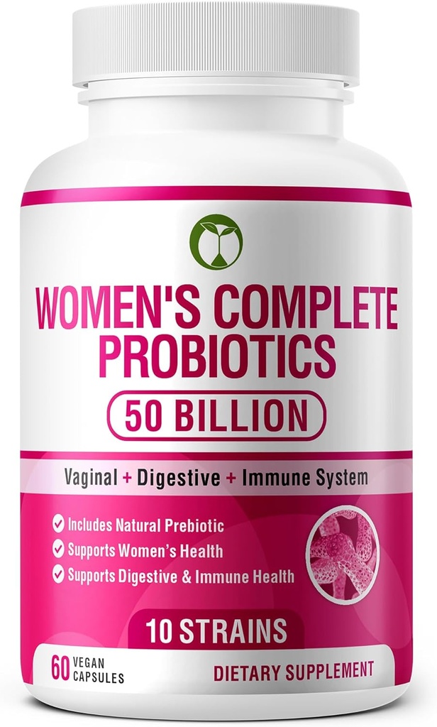 Probiotiques pour les femmes 60 capsules (50 milliards CFU) Mélange de probiotiques multi-souches formulé scientifiquement avec des suppléments biologiques avec des prébiotiques pour la santé des femmes (probiotiques complets pour les femmes)