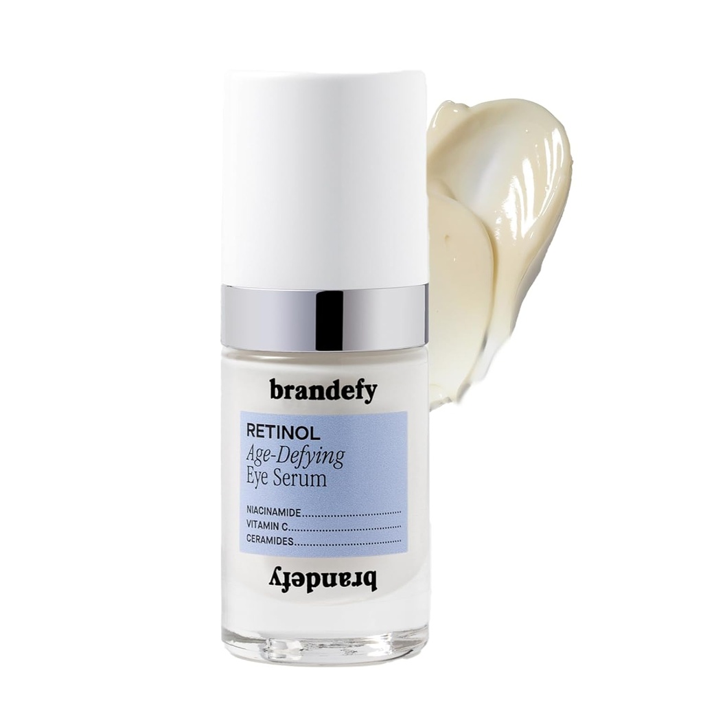 Brandefy Retinol + Niacinamide Anti-Aging Eye Serum - Under Eye Cream for Dark Circles and Rimpels - Peptide, Cafeïne, Vitamine C E Eye Cream - Made in The USA (O.5 Oz)