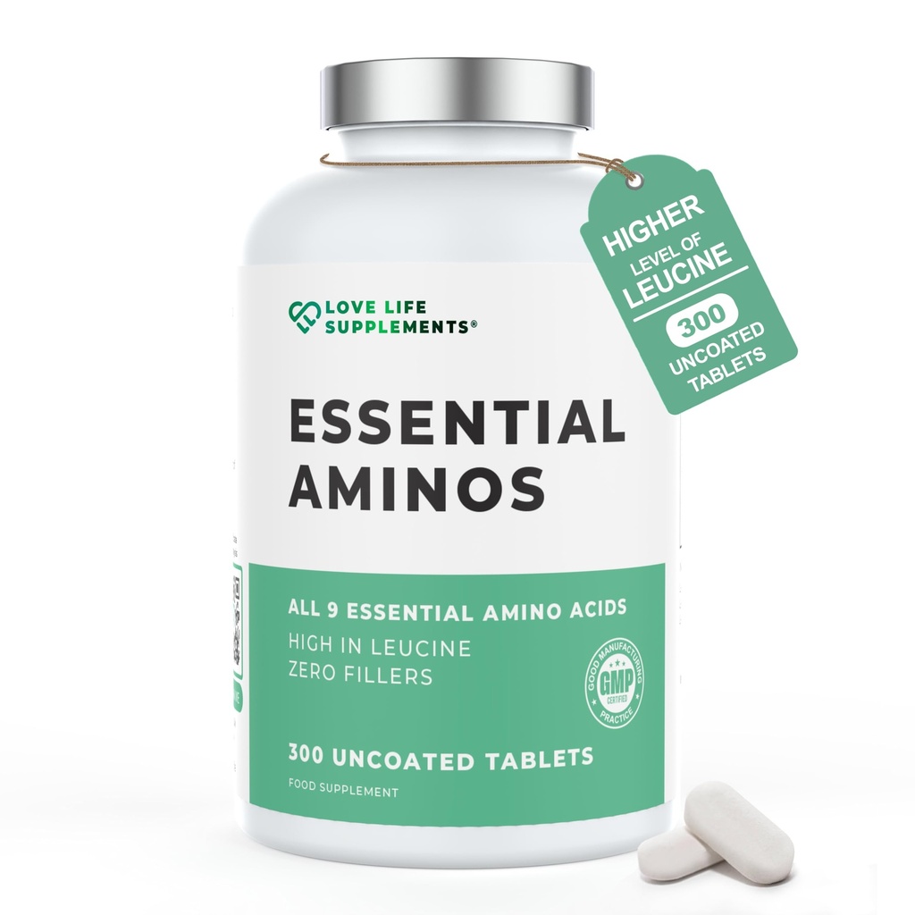 Essentiële Aminozuren - 300 Easy To Swallow Tablets / 60 Servings - Alle 9 EAA Aminozuren met alle 3 BCAA's Plus 6 Meer EAA's te bouwen en te repareren spier, 5-10g per Serving, hoog in Leucine en Veganist