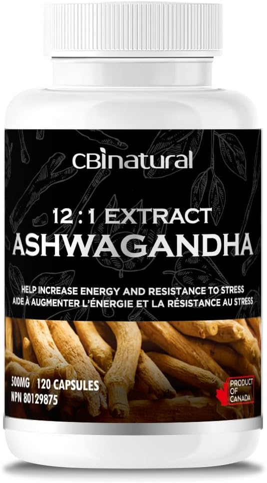 CBInatural Ashwagandha 12:1 Extract 500mg (6000 mg Equivalent)