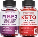 Atlantis Nutrition Sans sucre Gommies de fibres prébiotiques pour adultes 2-pack (120 Gommies) + sans sucre vinaigre de cidre de pomme Keto 60 Gommies