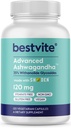 BESTVITE Advanced Ashwagandha 120mg w/Shoden (120 Vegetarische Capsules) - Klinisch bestudeerde bevattende industrie voor 35% Withanolide Glycosiden - No Stearates - Vegan - Non GMO - Glutenvrij