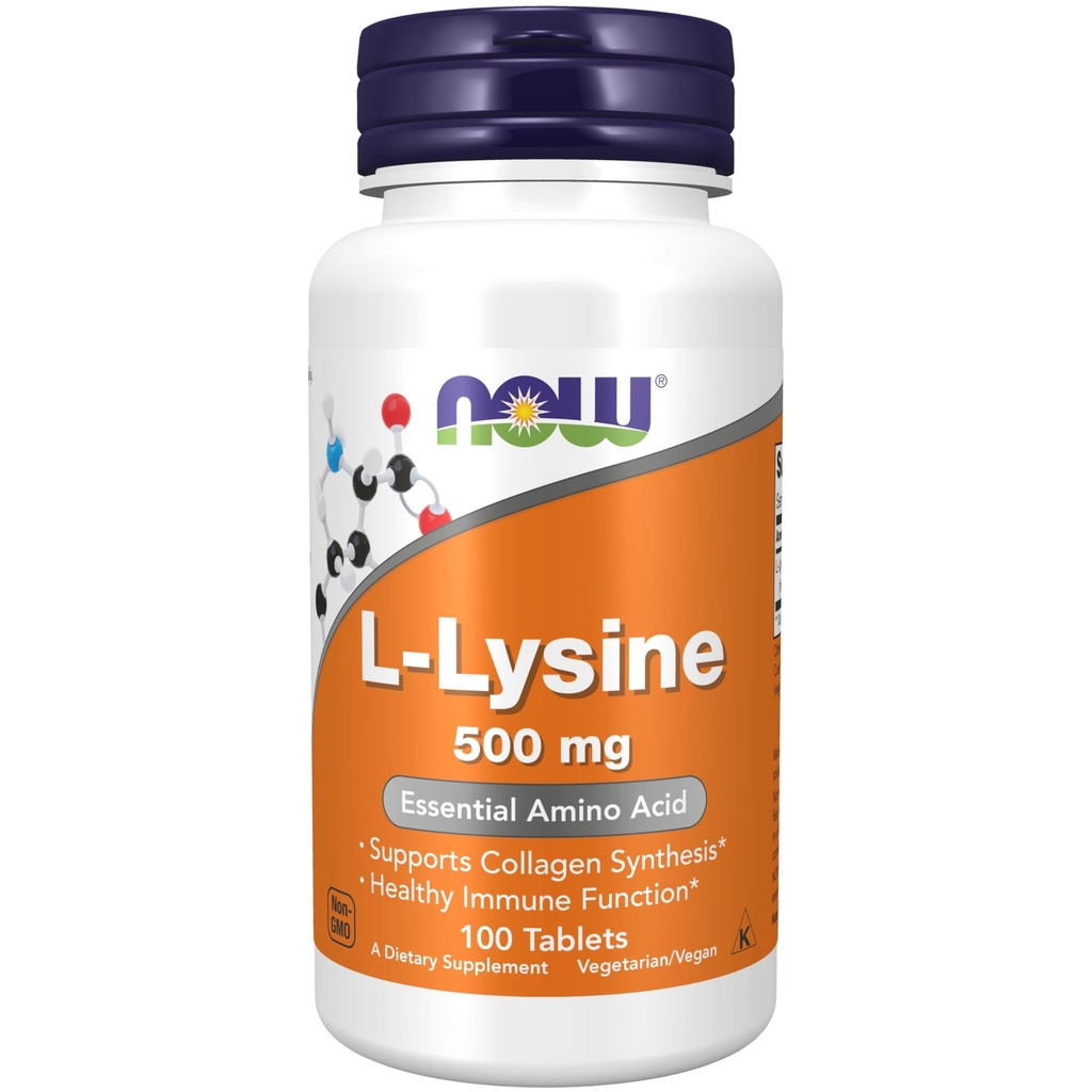 NOW Foods Supplements, L-Lysine (L-Lysine Hydrochloroide) 500 mg, Aminozuur, 100 Count(Pack of 1)