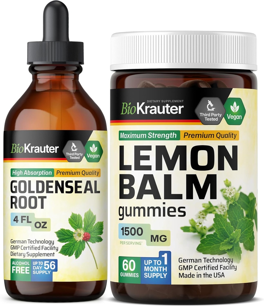 BIO KRAUTER Goldenseal Tinctuur 4 Fl. Oz. & Lemon Balm 60 Gummies