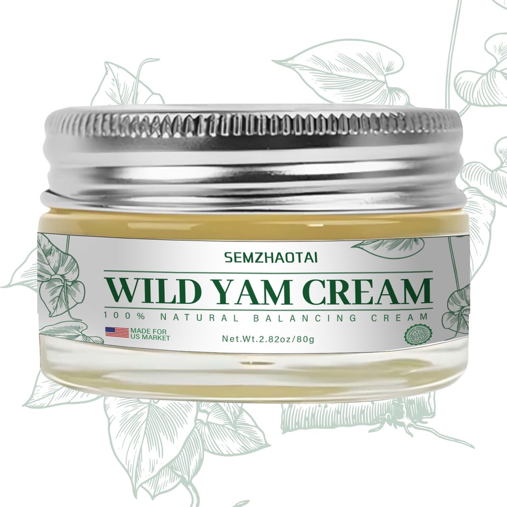 Biologische Wild Yam Cream - Hormone Balance & Menopauze Relief, ondersteunt Hot Flashes & Night Sweats, 2,82 oz - Ontworpen voor de Amerikaanse markt door SEMZHAOTAI