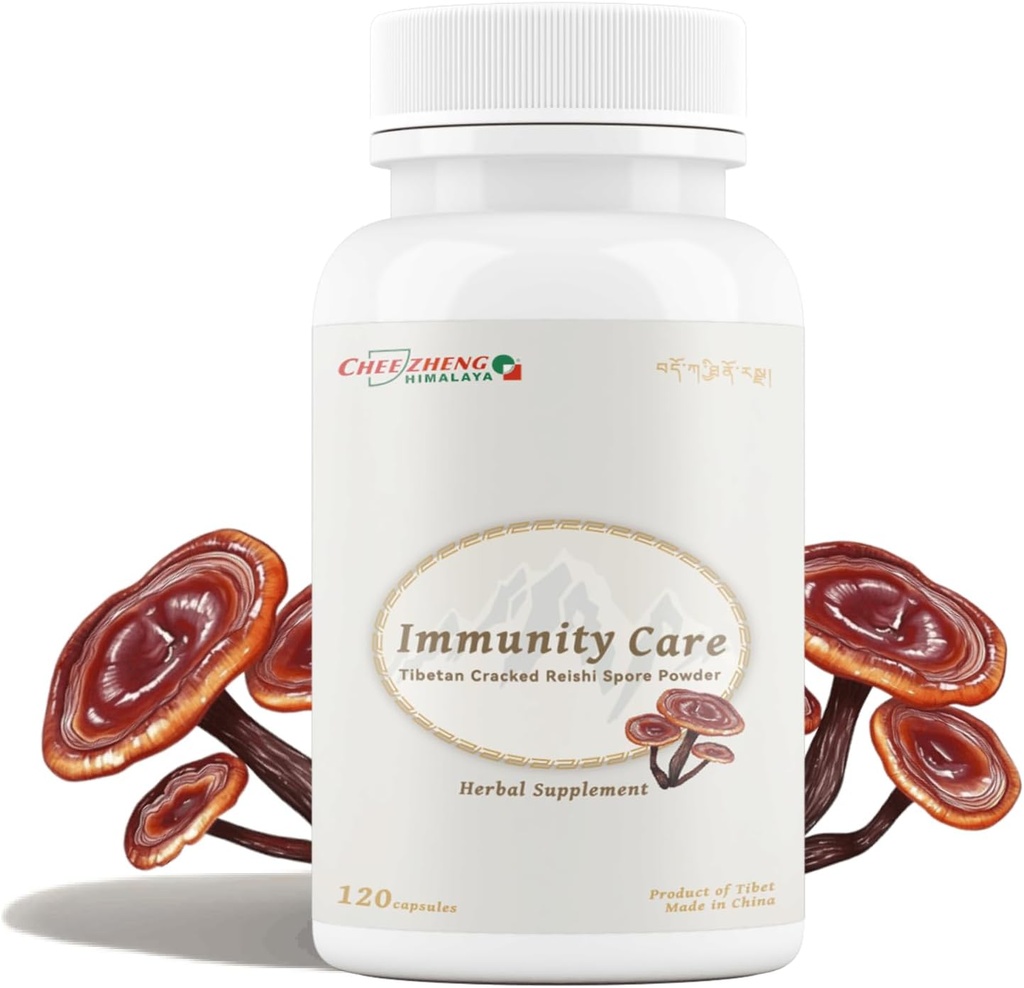 CheezhengHimalaya Reishi Mushroom, Biologische Dagelijkse Supplementen, Immune Support en Duurzaamheid - Veganistisch, Glutenvrij, Niet-GMO, Tibetaanse Natuurlijke Kruidensupplement - 120 Capsules, 1400 mg