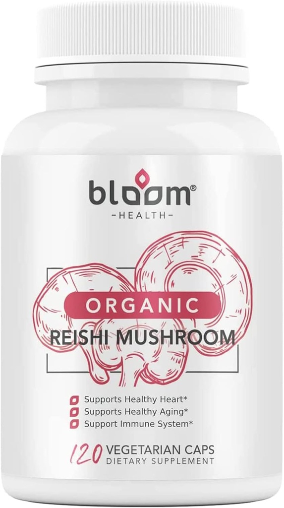 Capsules de champignons Reishi, Ganoderma biologique Lucidum pour le soutien immunitaire, Cardio Santé et énergie – sans gluten, sans OGM, végétalien-friendly 1000mg Extrait de champignons Reishi (120 capsules)