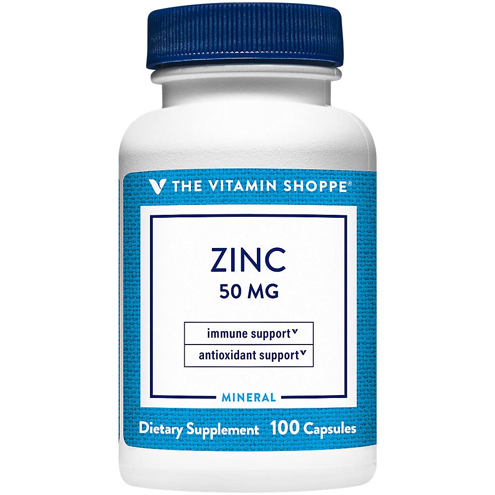 De vitamine Shoppe Zink 50MG - Immune Support, Skin Health & Antioxidant Protection, Essential Mineral (100 Capsules)