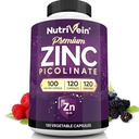 Nutrivein Premium Zink Picolinaat 100mg - 120 Capsules voor volwassenen: Hoge absorptie Zink Picolinaat Supplementen - Essentiële voeding voor de algehele welzijn - Max Biobeschikbaarheid