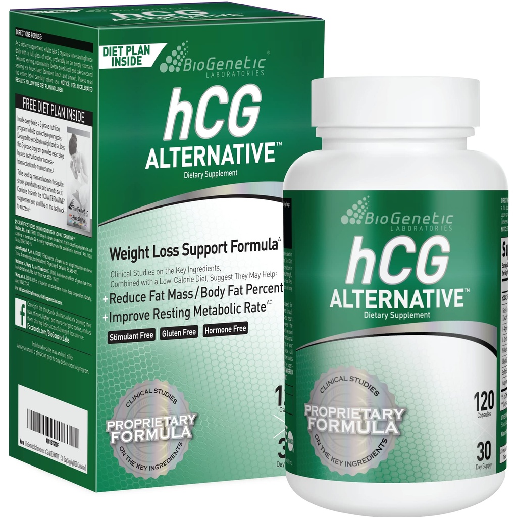 BioGenetic Laboratories hCG Alternatief - Weight Loss Pillen and Fat Burner for Men and Women - Boosts Metabolisme Ondersteunt gezonde voeding - Alternatieve formule - 30-dagen aanbod (120 capsules per fles)