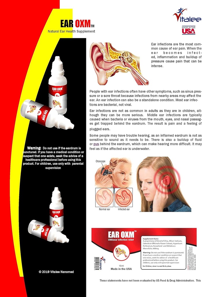 Oor OCM- Natuurlijke oorpijn en infectiedruppels (1 fles,15 ml)