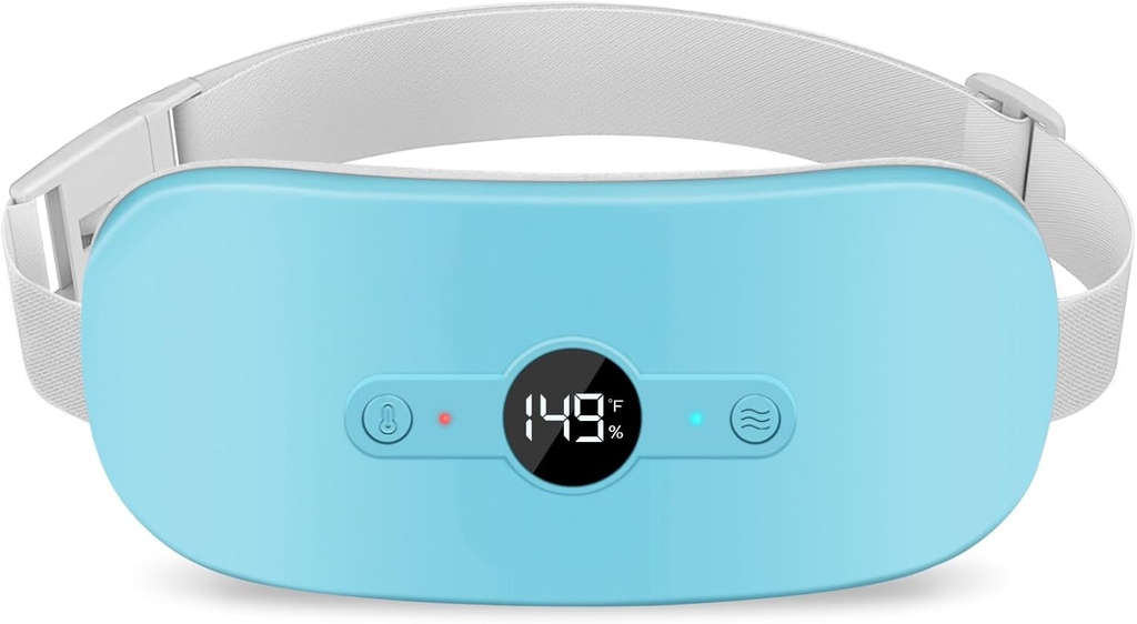 NOWWISH Verwarmingskussen voor periode Krampen pijnverlichting, draagbare elektrische Cordless Menstrual Verwarmingskussen oplaadbaar met 6 warmteniveaus en 6 massagemodi, Kerstcadeaus voor vrouwen tienermeisjes, blauw