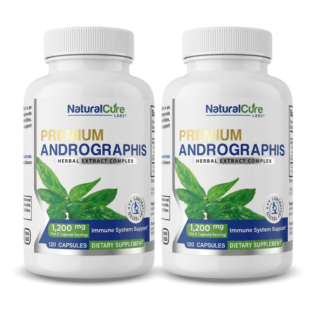 Natural Cure Labs Premium Andrographis Paniculata Extract 1.200mg (100mg Andrographolides), 120 Capsules, Non-GMO, Veganist, Glutenvrij