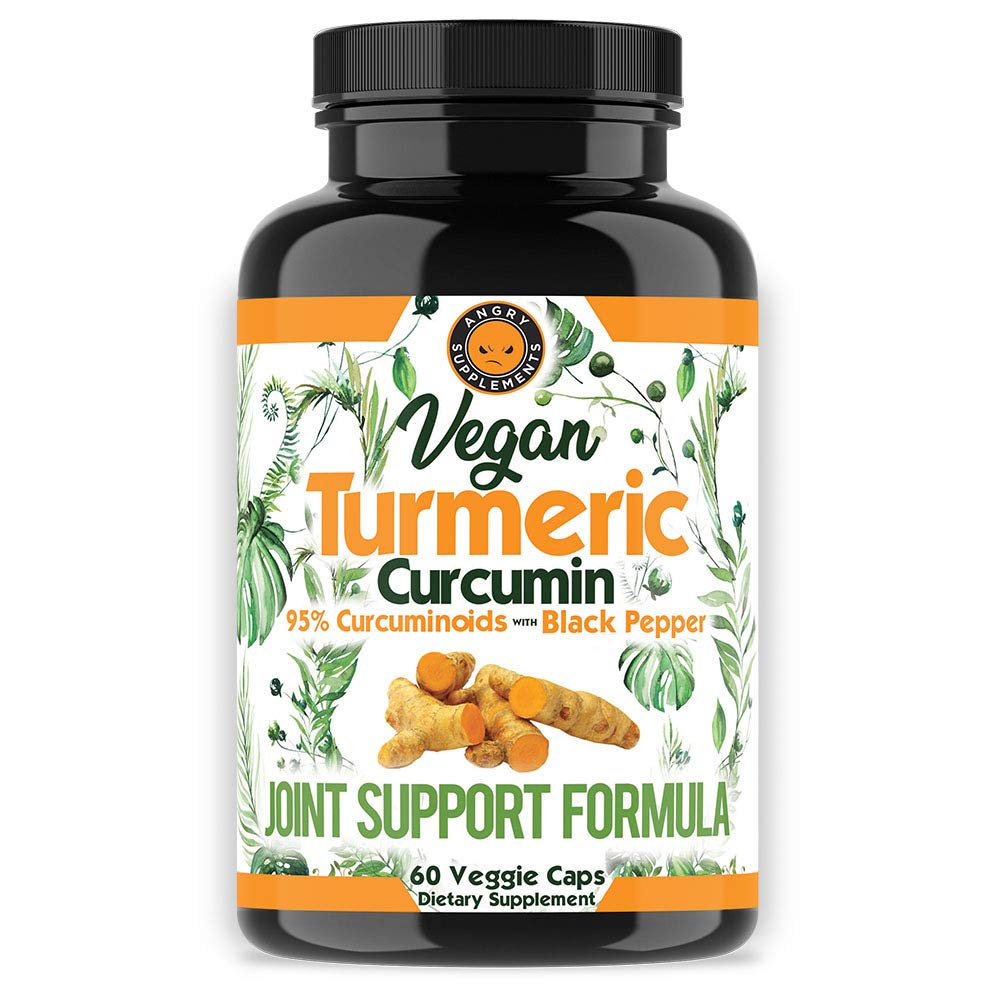 Vegan Turmeric Curcumin met Black Pepper Extract (60 Veggie Capsules-2 Month Supply), 95% Curcuminoids - Alle natuurlijke krachtige antioxidant voor gezamenlijke ondersteuning en verlichting (1-Bottle)