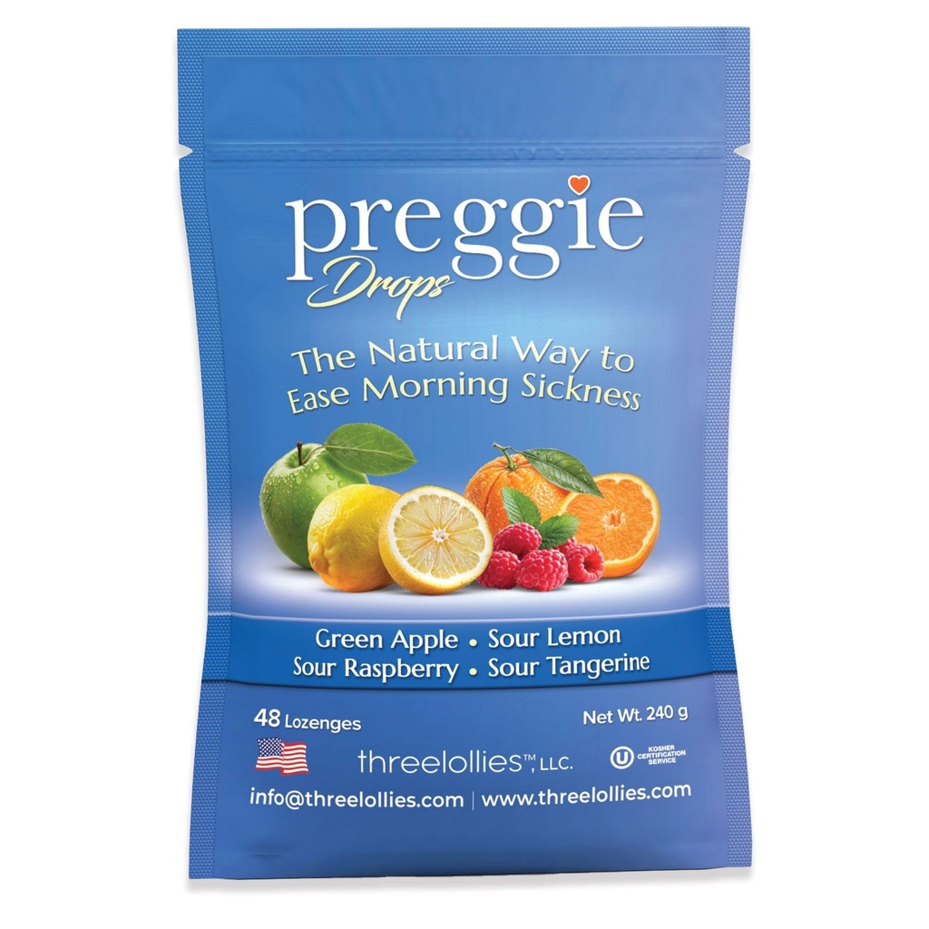 Preggie Pop Drops Morning ziektehulp voor zwangere vrouwen. Geassorteerde Yummy Candy Drops voor de zwangerschap. Aantal