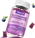 Glucosamine Chondroitin Gummies, Extra Strength Glucosamine Chondroitin MSM met vlierbes & kurkuma, Joint Health, Flexibiliteit, Antioxidant, Immune voor volwassenen - 60 Blueberry Flavored Gummies