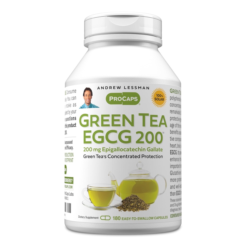 ANDREW LESSMAN Green Tea EGCG 200mg - 180 Capsules - 200 mg EGCG, puissant anti-oxydant pour une fonction hépatique saine, immunitaire, cerveau, coeur et systèmes circulatoires. Aucun additif