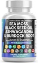 Nutraceutiques propres Moss de mer Huile de graines noires Ashwagandha Turmeric Bladderwrack Burdock & Vitamine C Vitamine D3 avec Elderberry Manuka Dandelion Darge Jaune Iodine Chlorophylle CVA