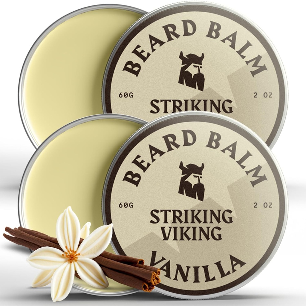 Opvallende Viking baard balsem voor mannen - Verlaten in baard Conditioner - Styling Balm Gemaakt met natuurlijk Afgeleide Baard Butter, Argan & Jojoba Oils (2 Ounce (Pack van 2, Vanilla 2 Pack)