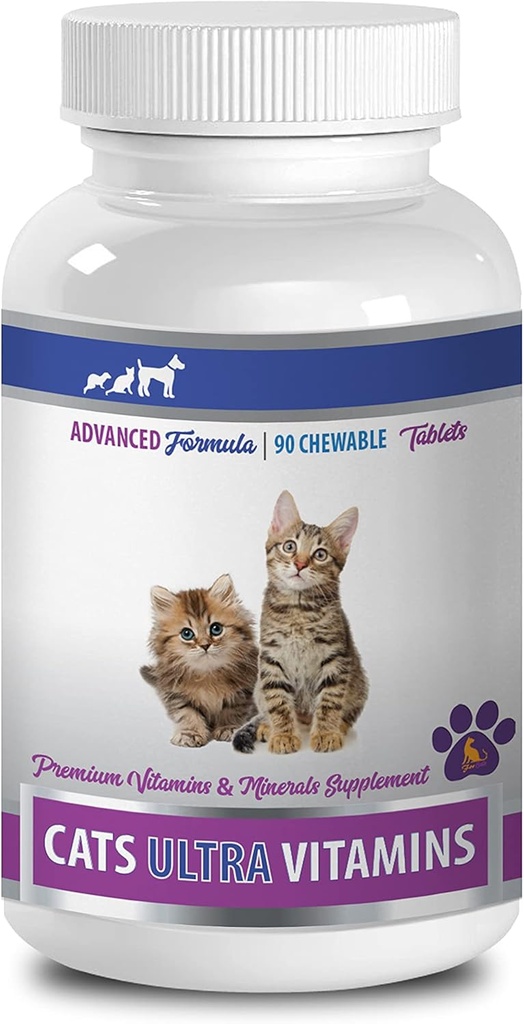 katten Vitaminen voor vergieten - Ultra Vitaminen voor Katten - Gezonde Mineralen en Vitaminen Formule - Kauwen - kat Calcium Supplement - 1 Fles (90 Treats)